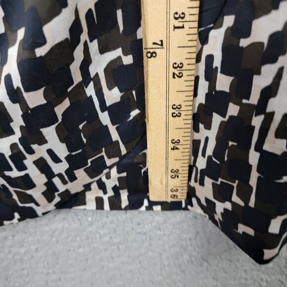 Ann Taylor Dress Womens 8 Black Brown Cream Geometric V-Neck Corpcore Siren - Picture 10 of 16